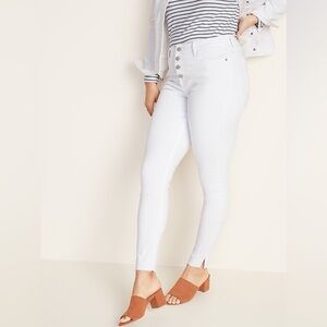 NWOT Old Navy Bright White Button Fly Rockstar Super Skinny High Rise Jeans
